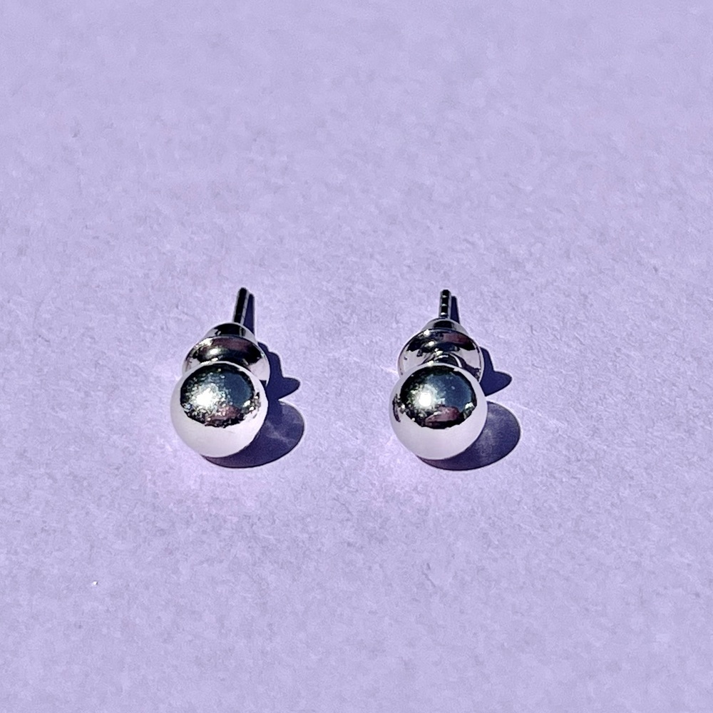 Silver ball post earrings